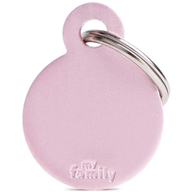 Medalha de Identificação My Family Círculo Basic Alumínio Rosa