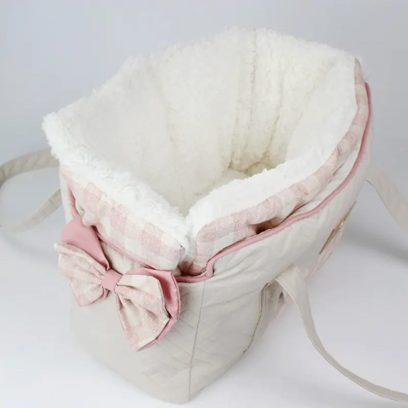 Bolsa Passeio Classic Xadrez Rose Bonito pra Cachorro