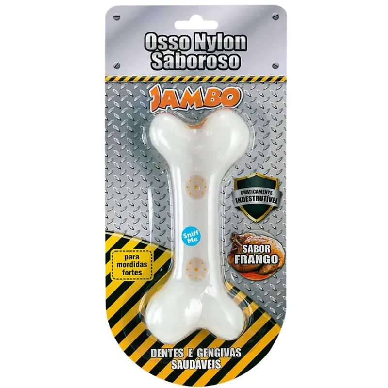 Brinquedo Jambo Osso Nylon Sabor Frango Tamanho