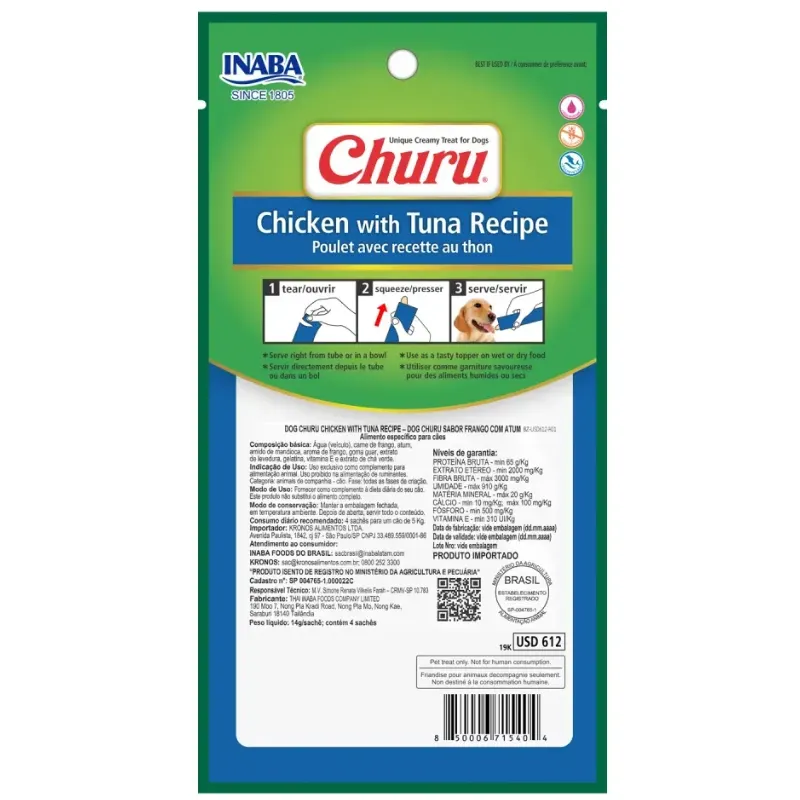 Petisco Churu Frango e Atum para Cães 56 g
