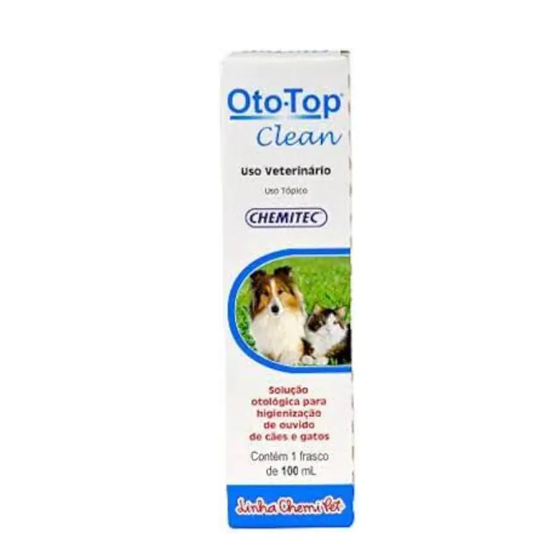 Oto-top Clean Limpeza Otológica Cães Gatos Chemitec 100ml