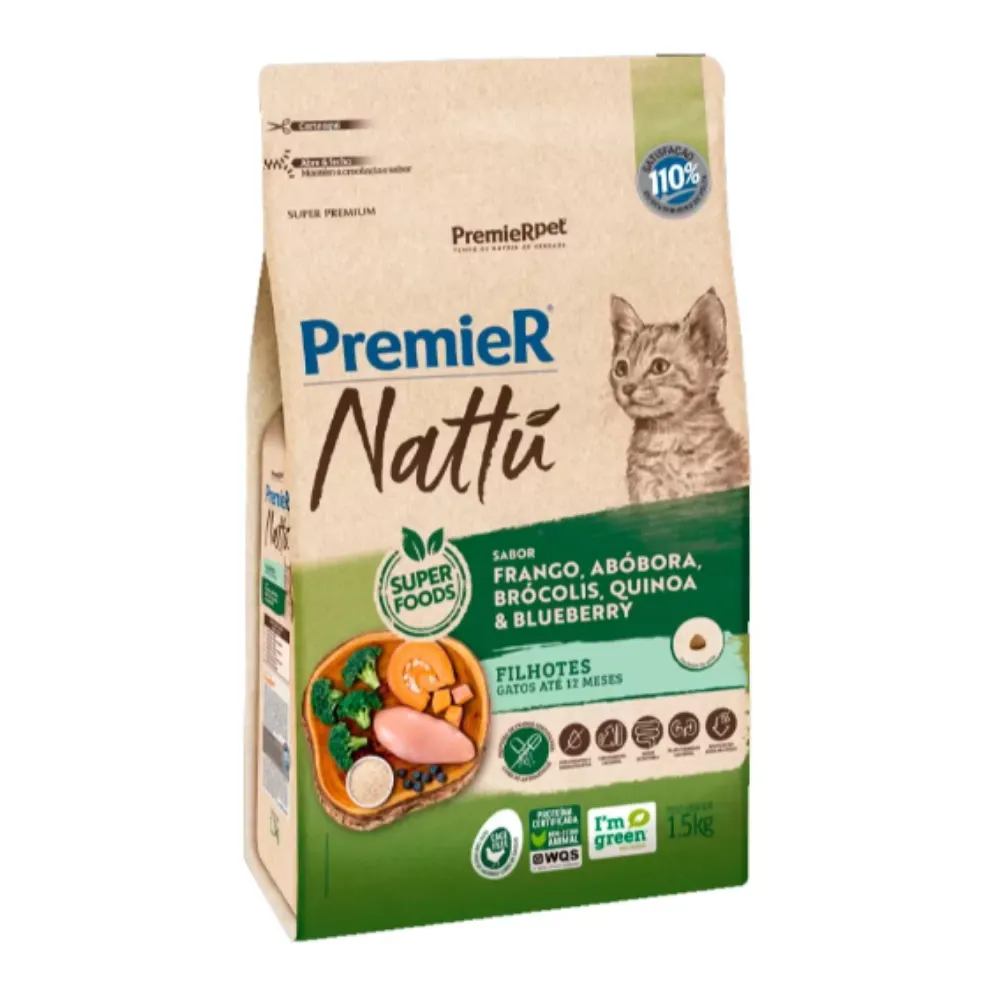 Ração Premier Nattu para Gatos Filhotes Abóbora 1,5 kg