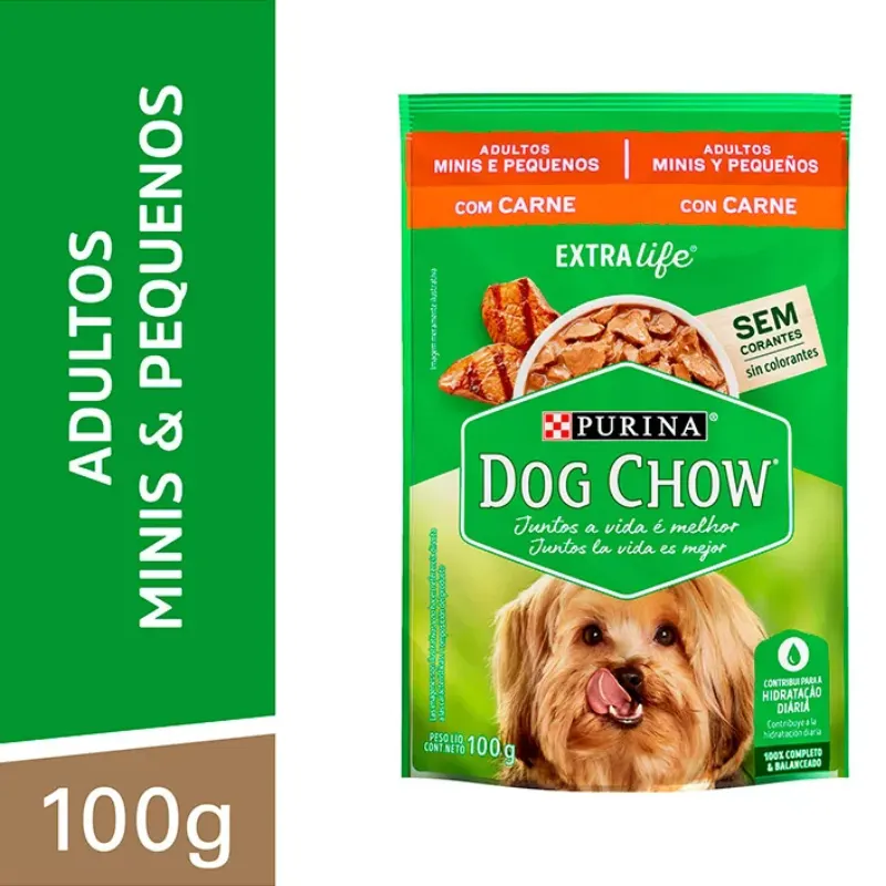 Dog Chow Sachê Para Cães Adultos Raças Pequenas Sabor Carne 100 g