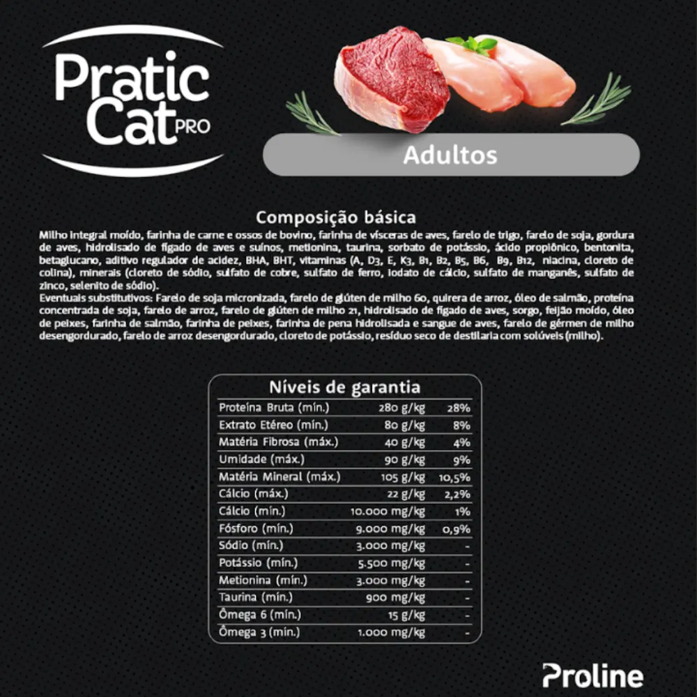 Ração Pratic Cat Gatos Adulto Frango e Carne 10,1kg