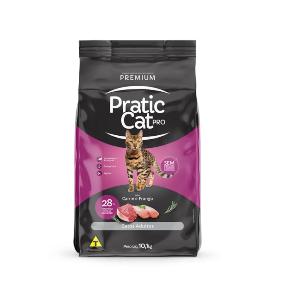 Ração Pratic Cat Gatos Adulto Frango e Carne 10,1kg