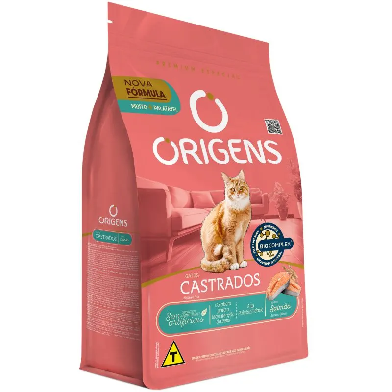 Ração Origens para Gatos Castrados Sabor Salmão 3kg