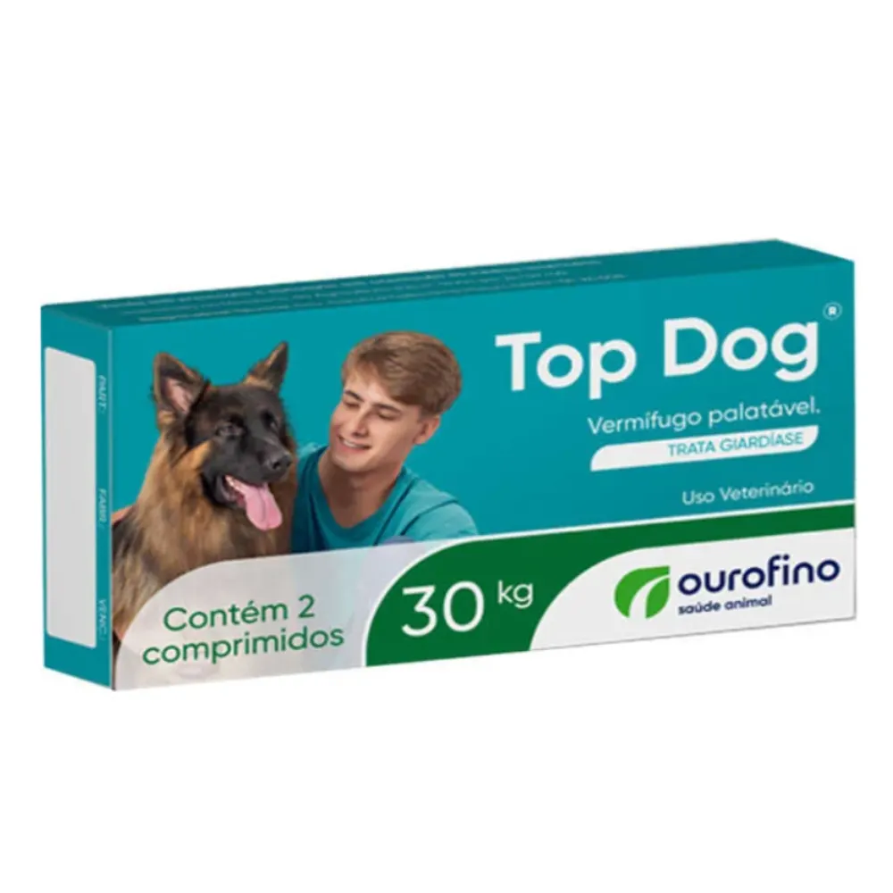 Vermífugo Top Dog para Cães de até 30 Kg com 2 comprimidos