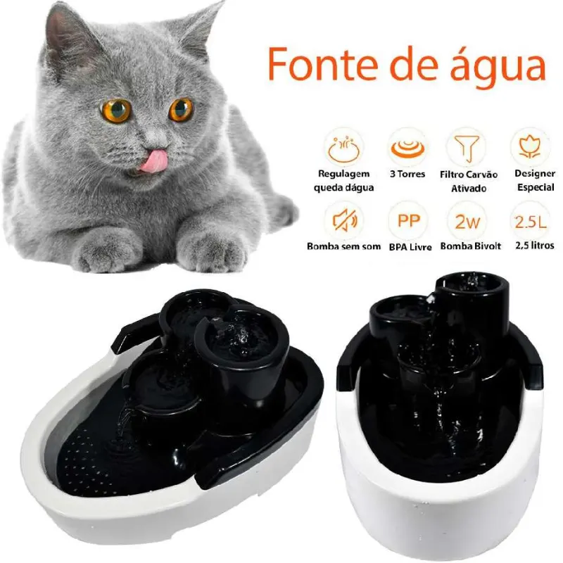 FONTE GATO DURACATS BIVOLT 2,5 LTS PRETA