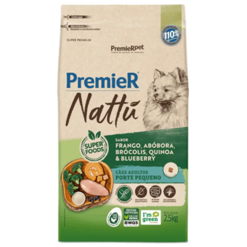 Ração Premier Nattu Cães Adultos Raças Pequenas Abóbora