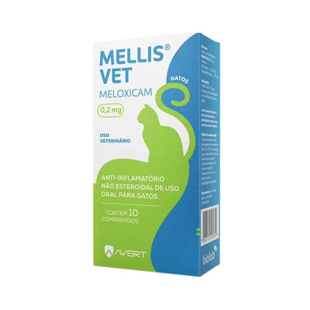 Anti-inflamatório Mellis Vet para Gatos 0,2mg - 10 comprimidos