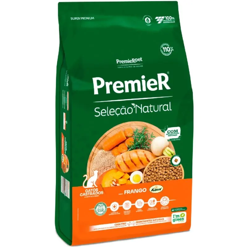 Ração Premier Seleção Natural Gatos Castrados Frango
