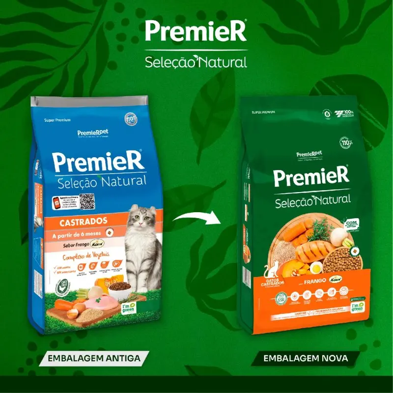 Ração Premier Seleção Natural Gatos Castrados Frango