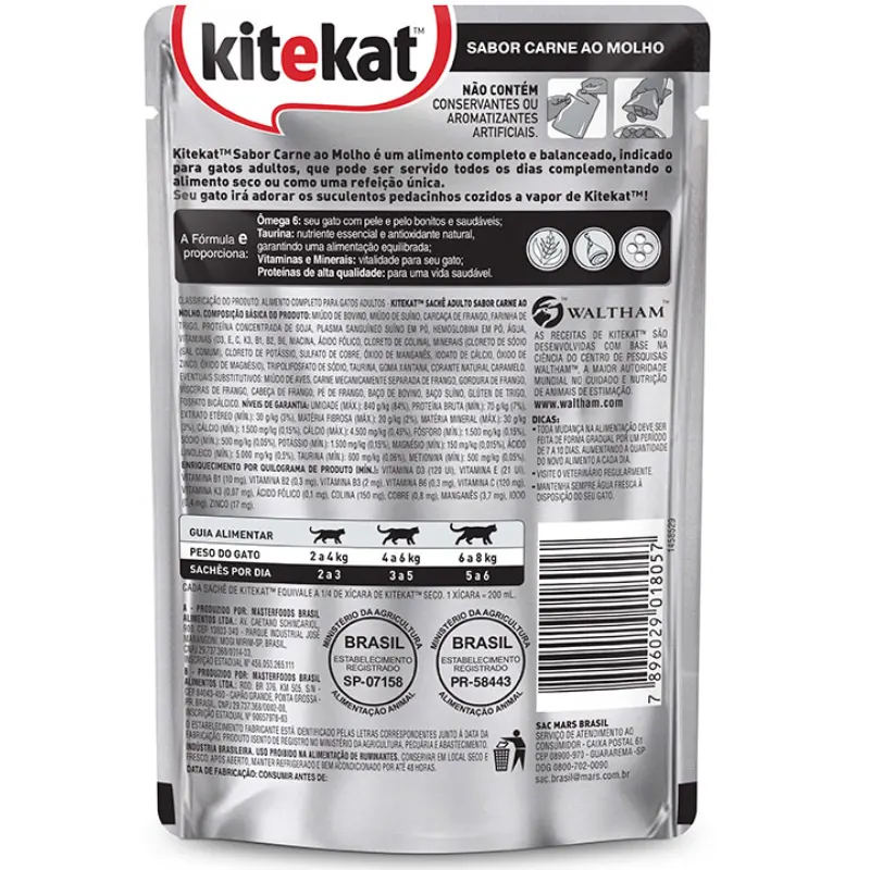 Sache KiteKat Sabor Carne para Gatos Adultos 70 g