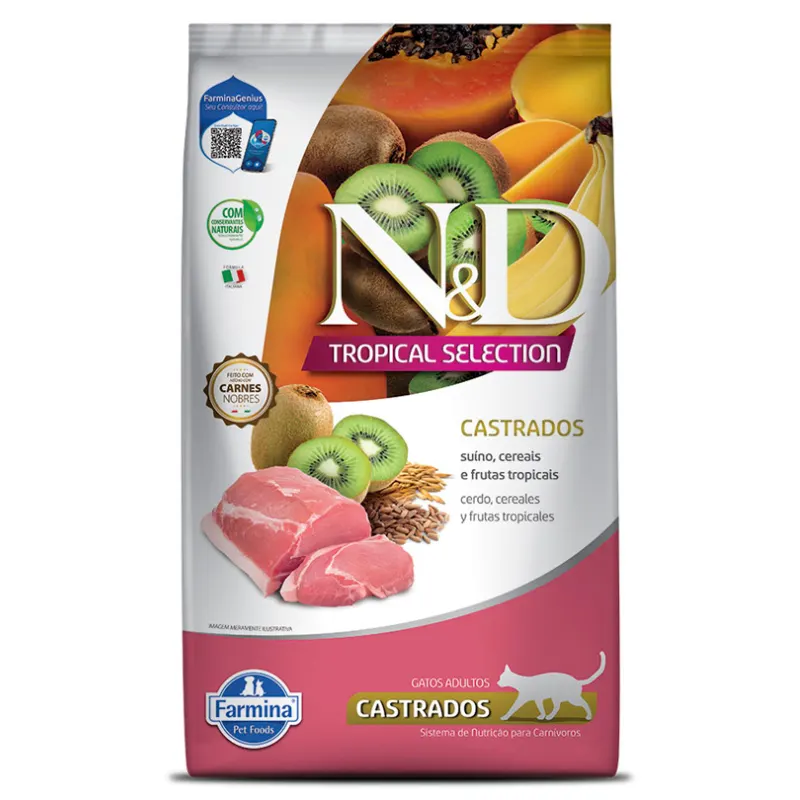 Ração N&D Tropical Selection Gatos Castrado Suíno 1,5 Kg