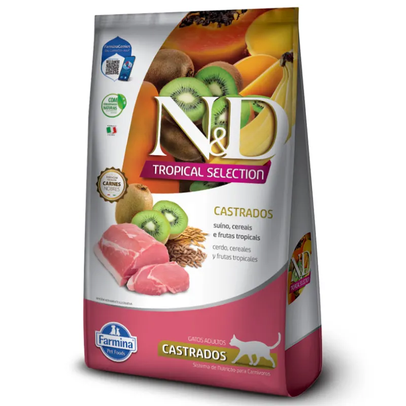 Ração N&D Tropical Selection Gatos Castrado Suíno 1,5 Kg