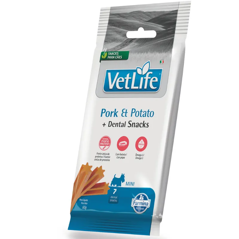 Petisco Dental Farmina Vet Life Pork Potato para Cães de Raças Mini e Pequenas 60g