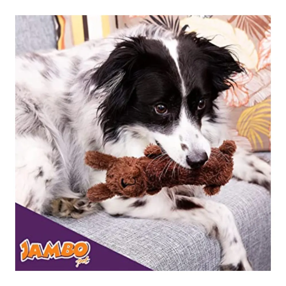 Brinquedo Jambo Mordedor Barriguinha Plush Cão Marrom