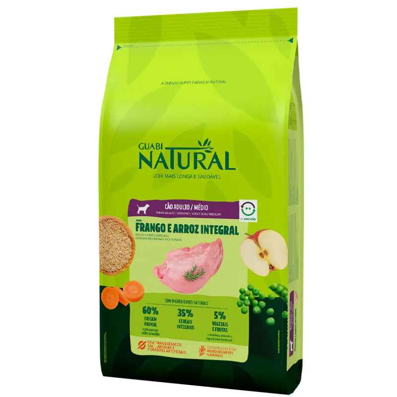 Ração Guabi Natural Cães Adultos Médios Frango e Arroz