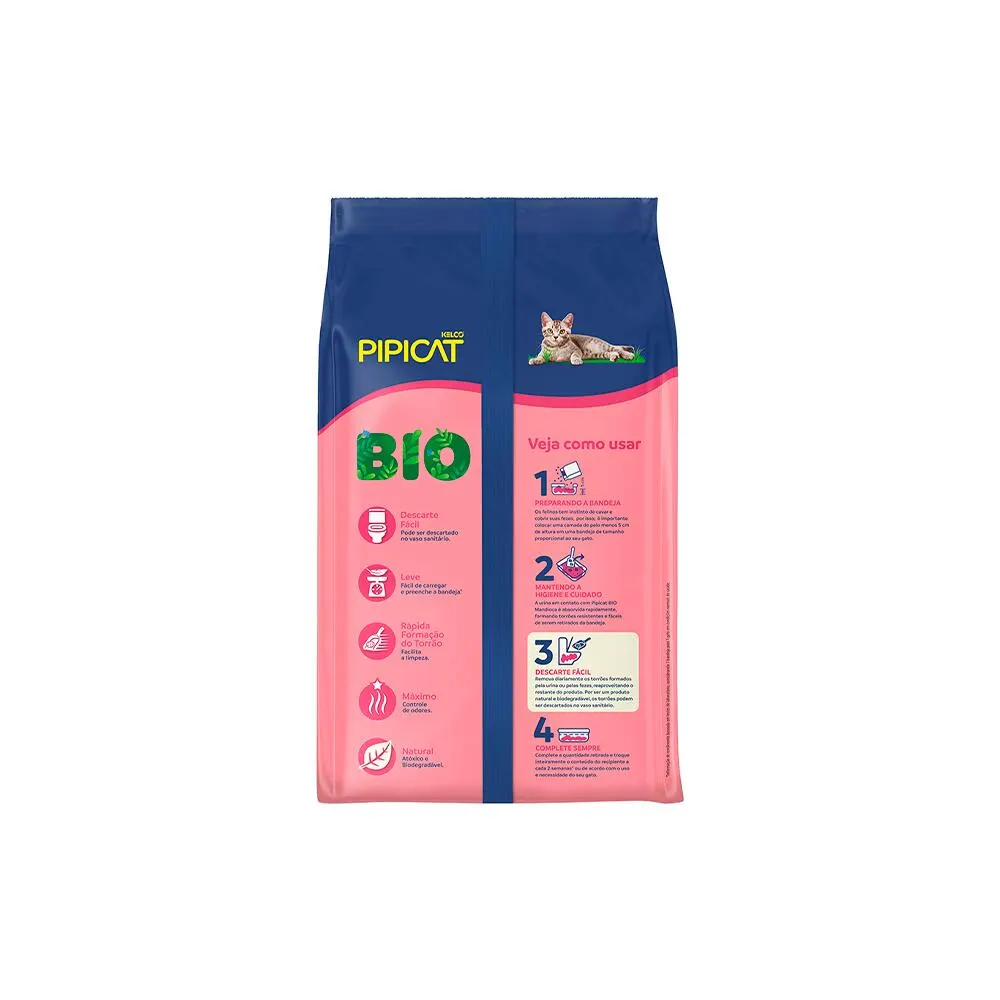 Areia Higiênica Pipicat Bio Mandioca para Gatos 2,6 kg
