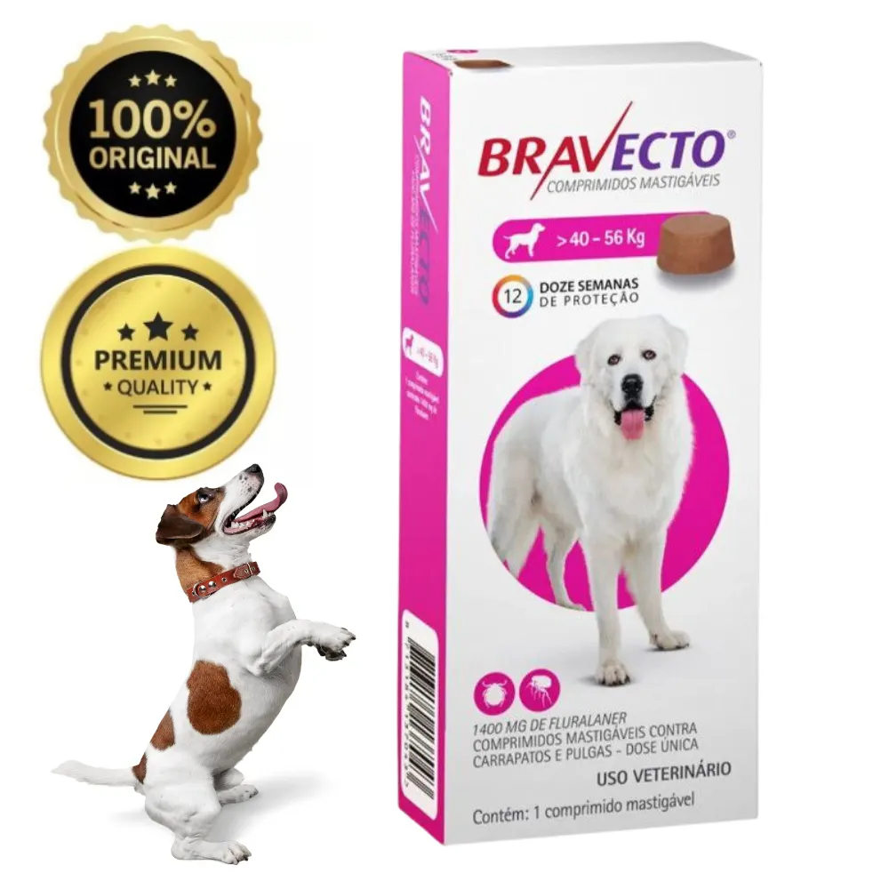 Bravecto 1400mg Antipulgas e Carrapatos Cães de 40 a 56kg