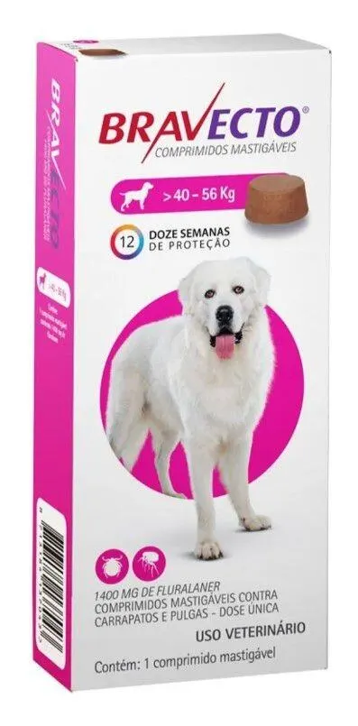 Bravecto 1400mg Antipulgas e Carrapatos Cães de 40 a 56kg