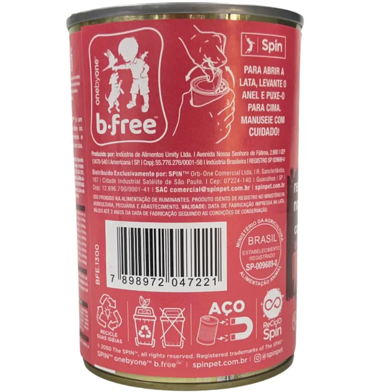 Lata Spin B.Free Sabor Carne para Cães 280 g