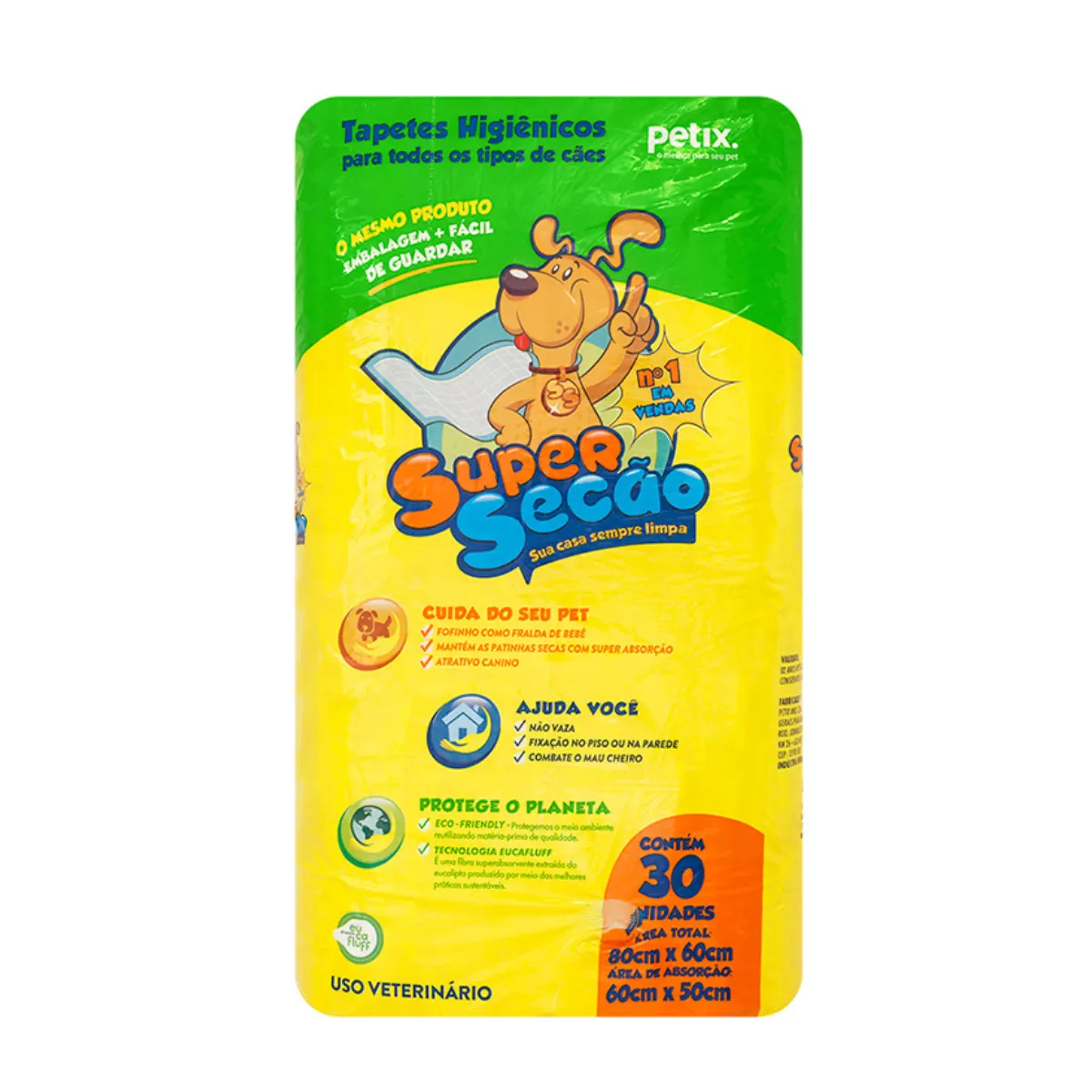 Tapete Higiênico Super Secão Petix 80x60 - 30 unidades