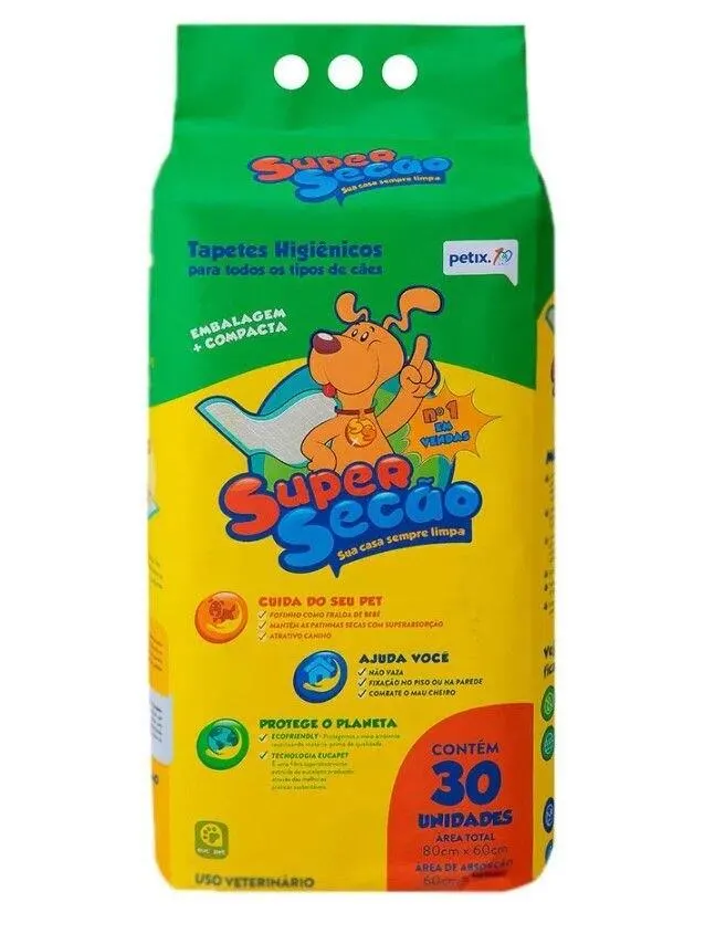 Tapete Higiênico Super Secão Petix 80x60 - 30 unidades