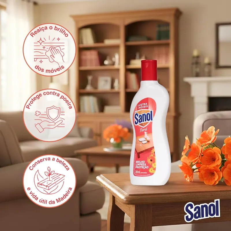 Lustra Moveis Sanol Floral 200 ml