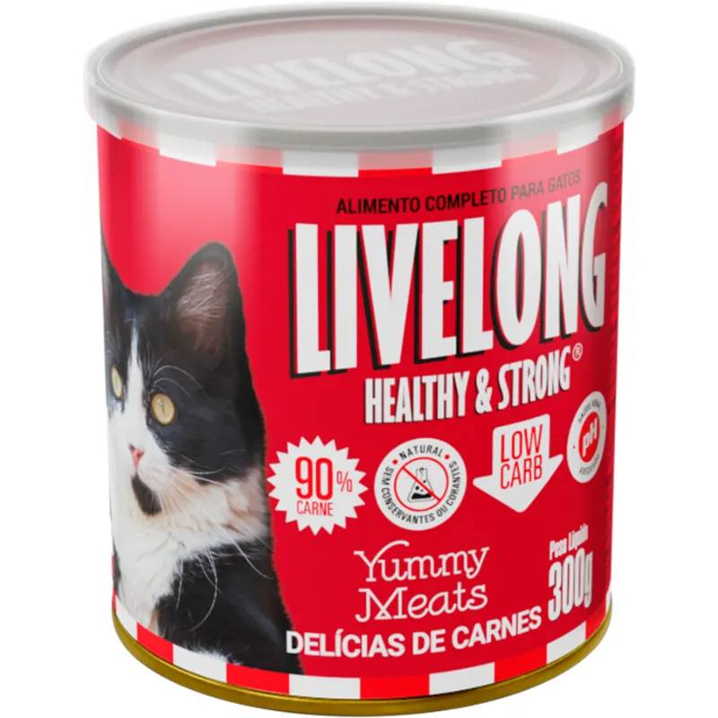 Ração Úmida Livelong Gatos Meats Delia de Carne 300 g