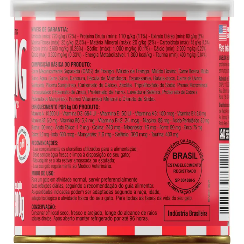 Ração Úmida Livelong Gatos Meats Delia de Carne 300 g