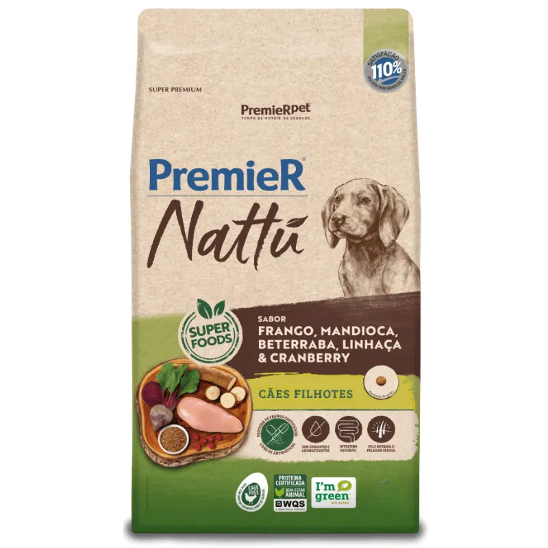 Ração Premier Nattu para Cães Filhotes Sabor Mandioca
