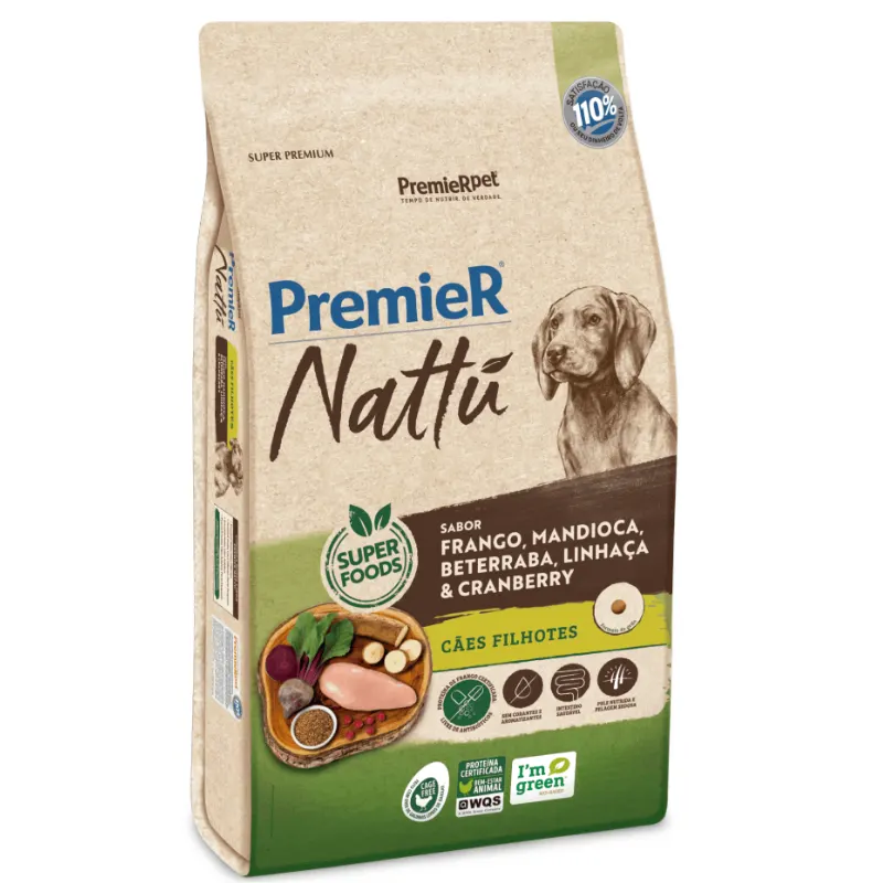 Ração Premier Nattu para Cães Filhotes Sabor Mandioca