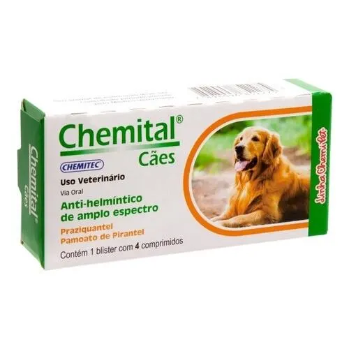 Vermífugo para Cães Chemital  Com 4 Comprimidos