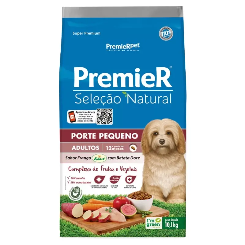 Ração Premier Seleção Natural Cães Adultos Raças Pequenas Frango e Batata Doce