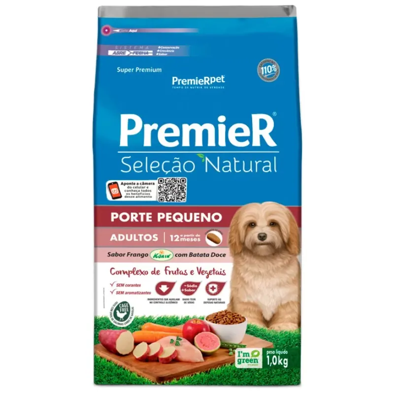 Ração Premier Seleção Natural Cães Adultos Raças Pequenas Frango e Batata Doce