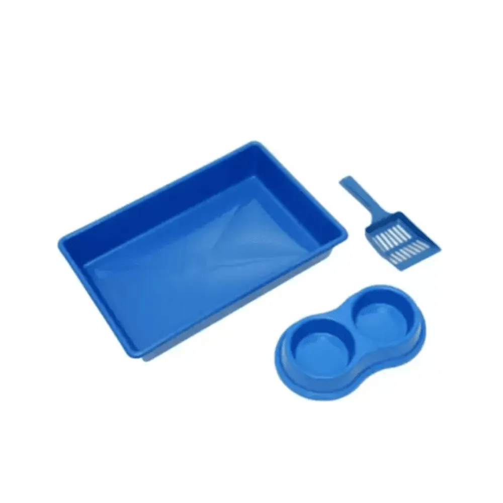 Kit Gato Caixa De Areia Completa Com Pá + 2 Comedouros