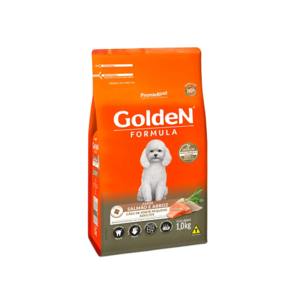 Ração Golden Fórmula Mini Bits Cães Adultos Porte Pequeno Salmão 1Kg