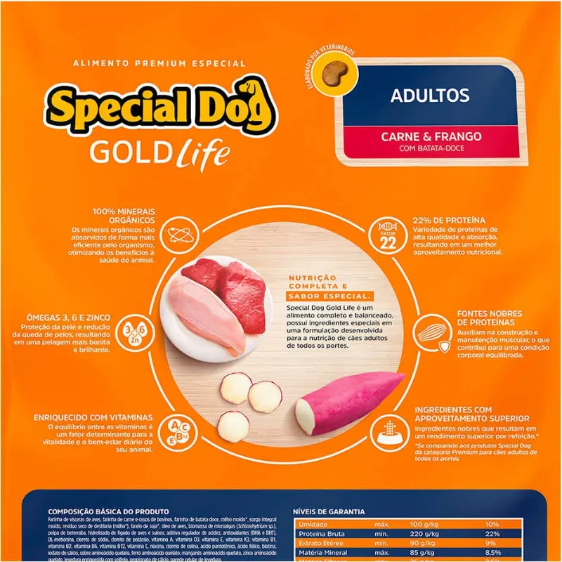 Special Dog Gold Life Adultos Carne e Frango 15 Kg