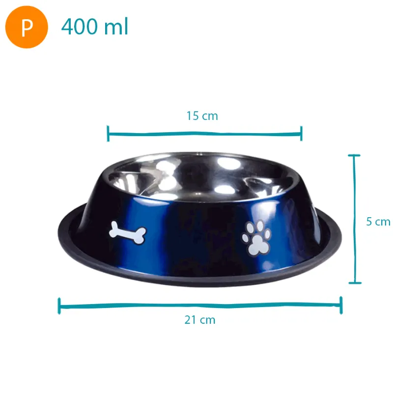 Comedouro Jambo Inox para Cães Print Pequeno Azul