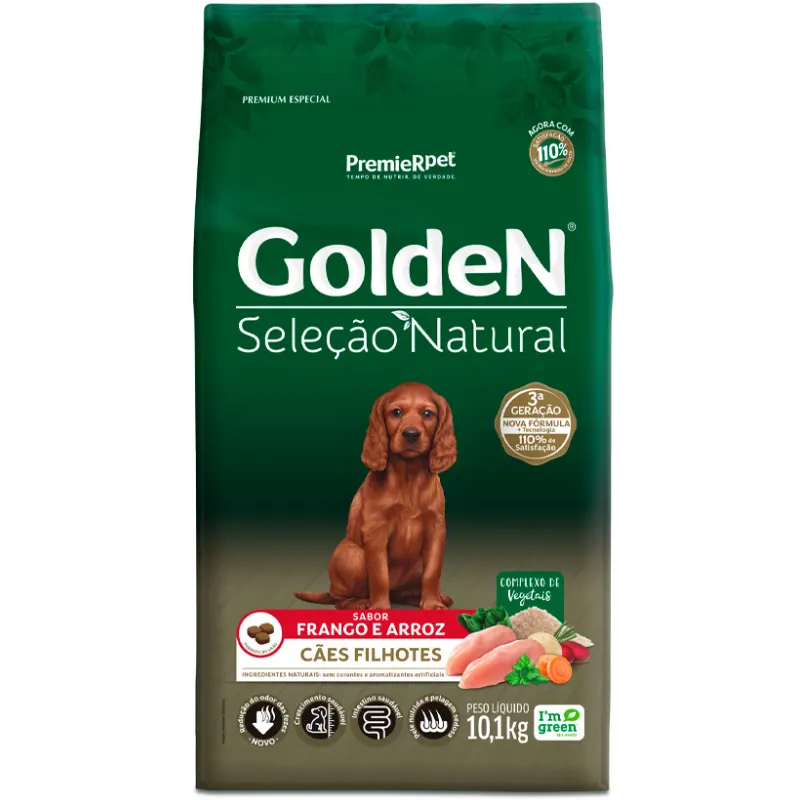 Ração Golden Seleção Natural Cães Filhotes Frango