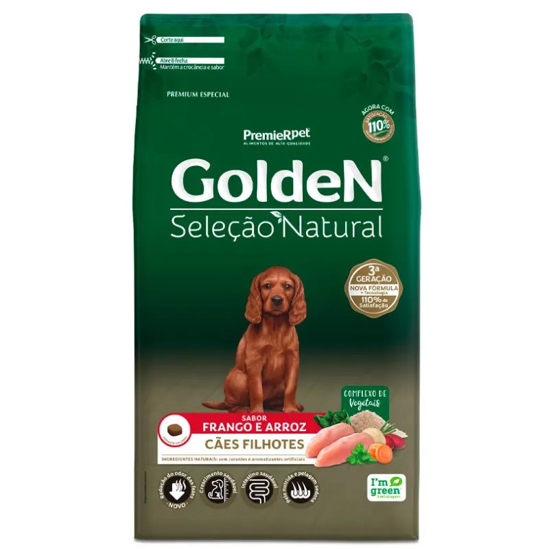 Ração Golden Seleção Natural Cães Filhotes Frango