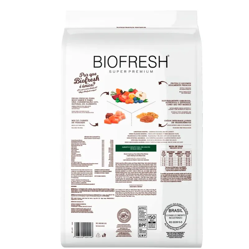 Ração Biofresh Cão Adulto Castrado Média Mix