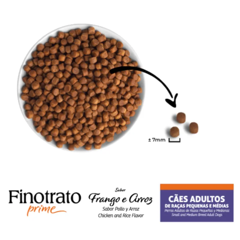 Finotrato Prime Frango e Arroz Cães Adultos de Raças Pequenas e Médias