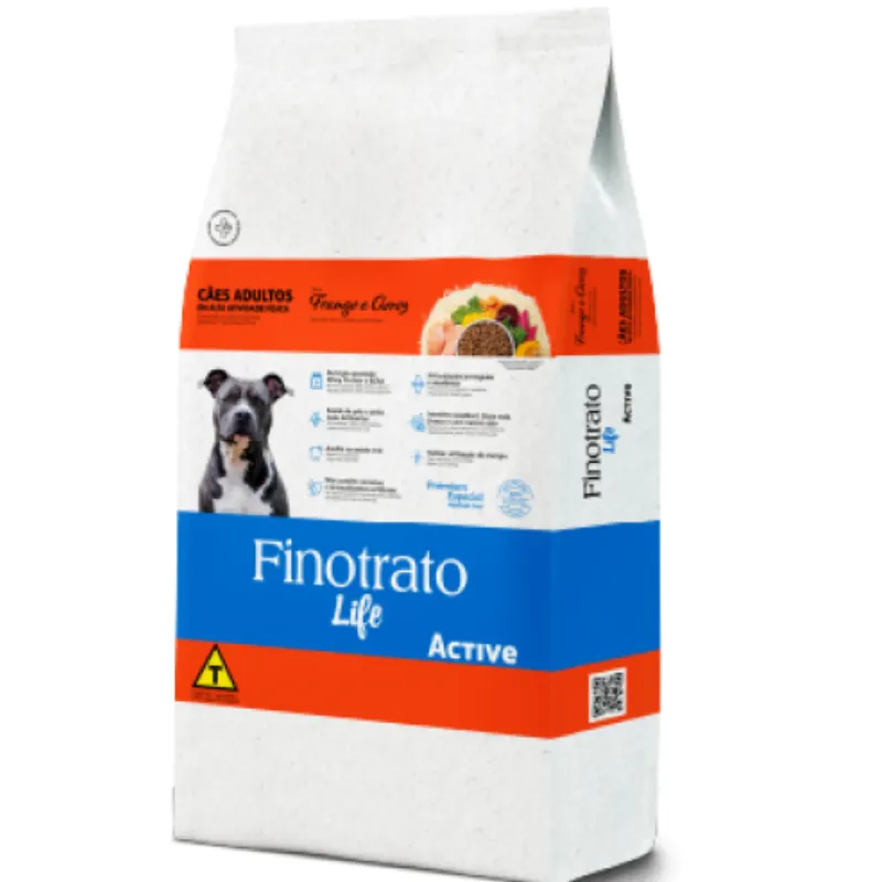 Ração Finotrato Life Active Sabor Frango e Arroz para Cães Adultos 15 Kg