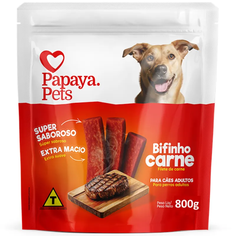 Petisco Papaya Pets Bifinho Carne 800 g