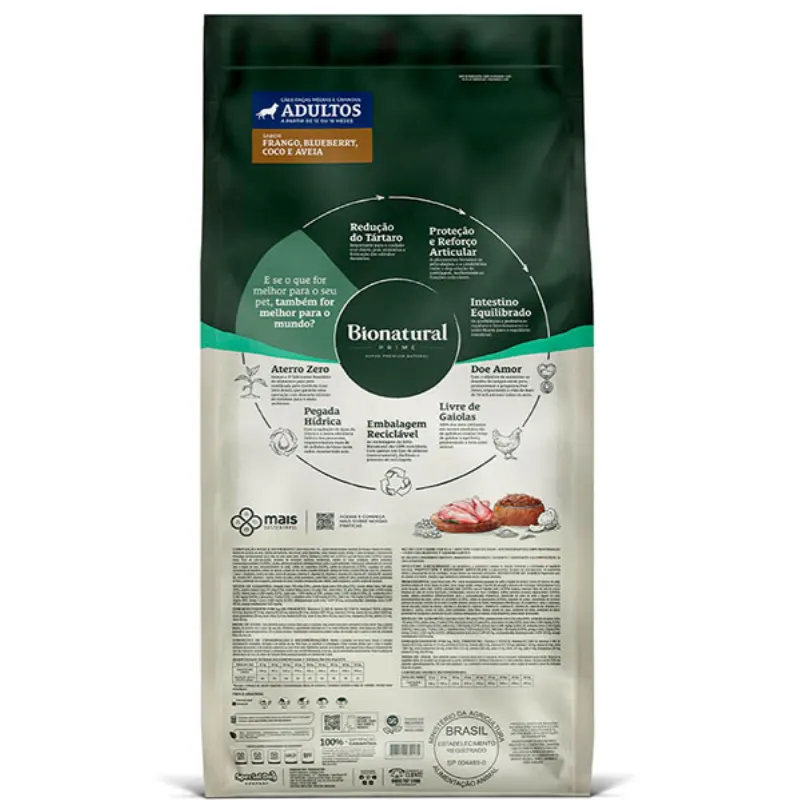 Ração Bionatural para Cães Adultos Raças Médias Sabor Frango 10,1 Kg