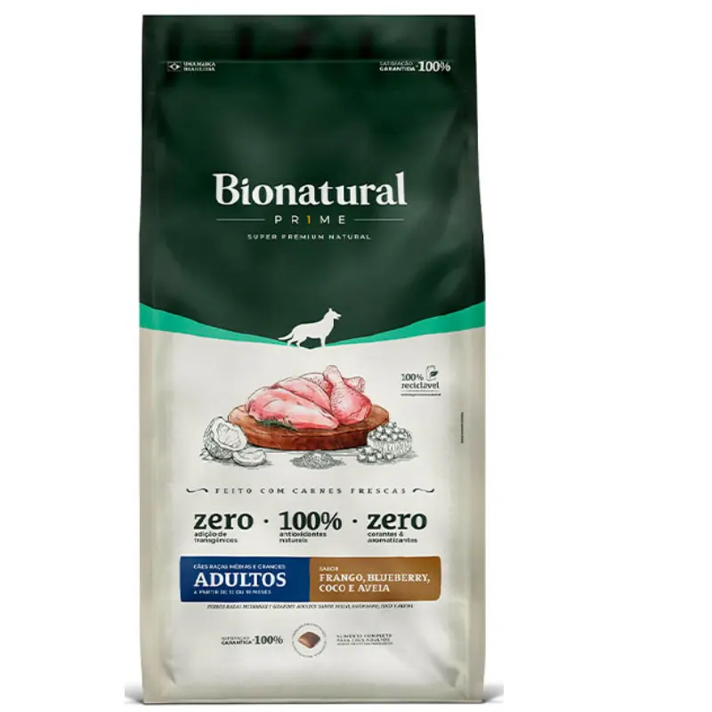 Ração Bionatural para Cães Adultos Raças Médias Sabor Frango 10,1 Kg