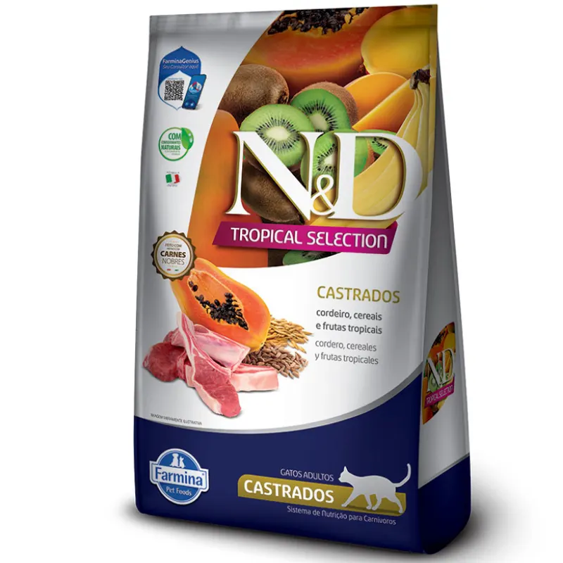 Ração N&D Tropical Selection Gatos Cordeiro Castrado 1,5 Kg