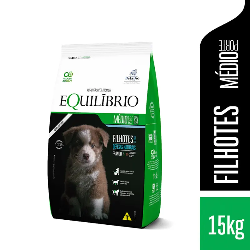Ração Equilíbrio para Cães Filhotes de Porte Médio Sabor Frango 15 kg